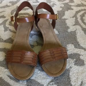 Ralph Lauren leather sandal with wedge heel.